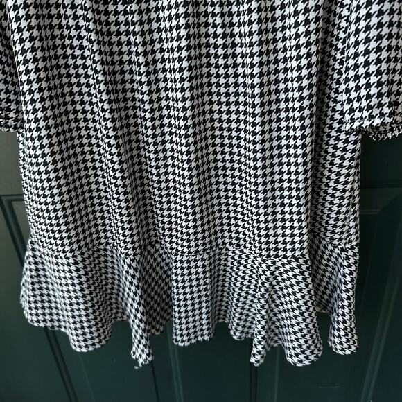 J.Crew Houndstooth Midi Dress 10 Black White Thanksgiving Fall Cottagecore Mod - Picture 4 of 8